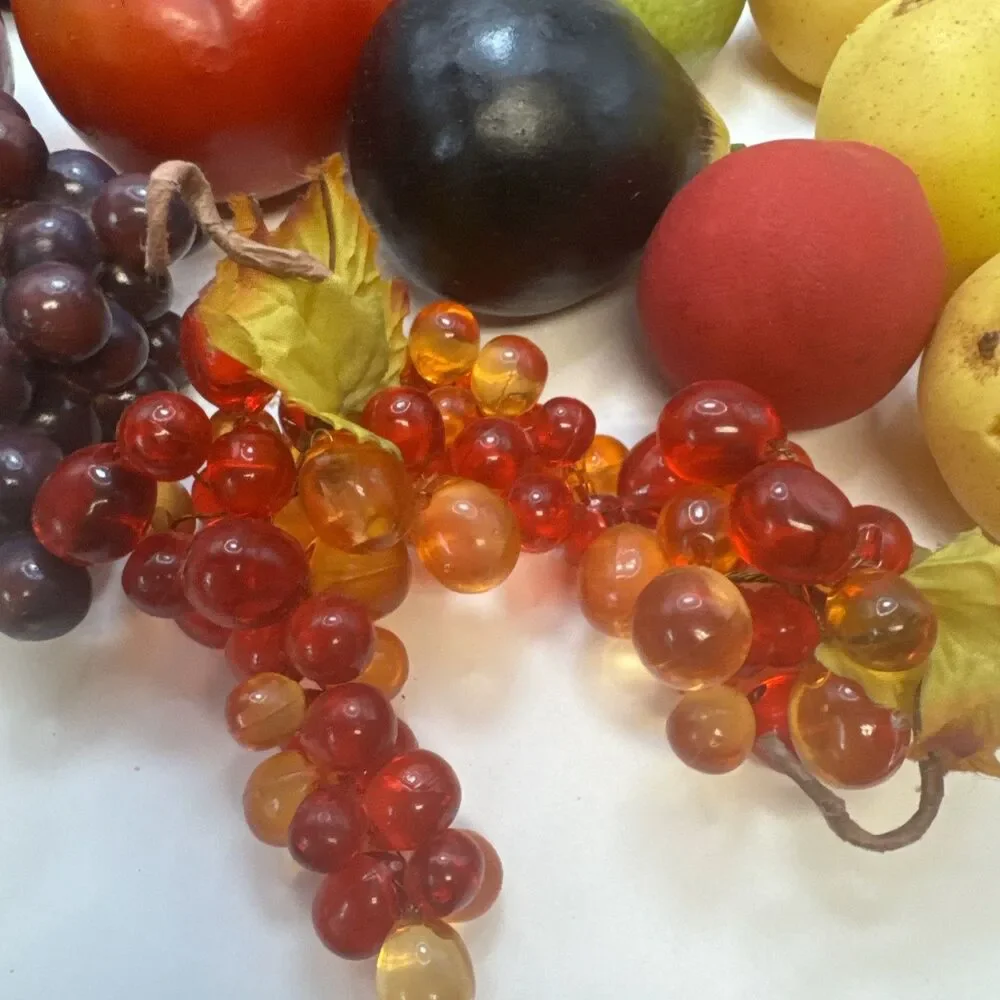 Faux Fruit Vegetables Glass Grapes Pears Apples Tomatoes And Others